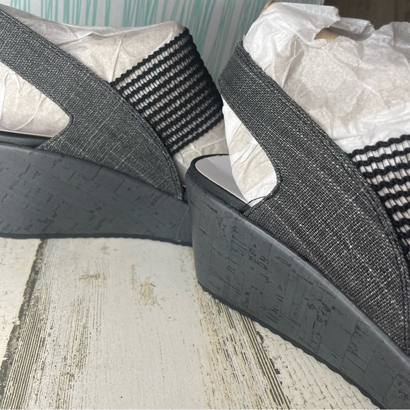 Skechers High Tea Luxe Foam Cali Comfort Wedge Sandals size 8W- Black NWT NIB - Picture 4 of 8